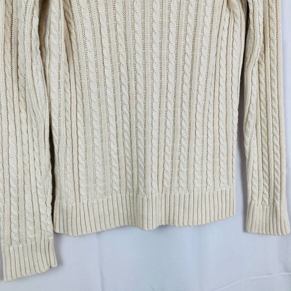 Croft & Barrow Womens S Cream Cable Knit Fisherman Quarter Zip Sweater Ski - Picture 9 of 9